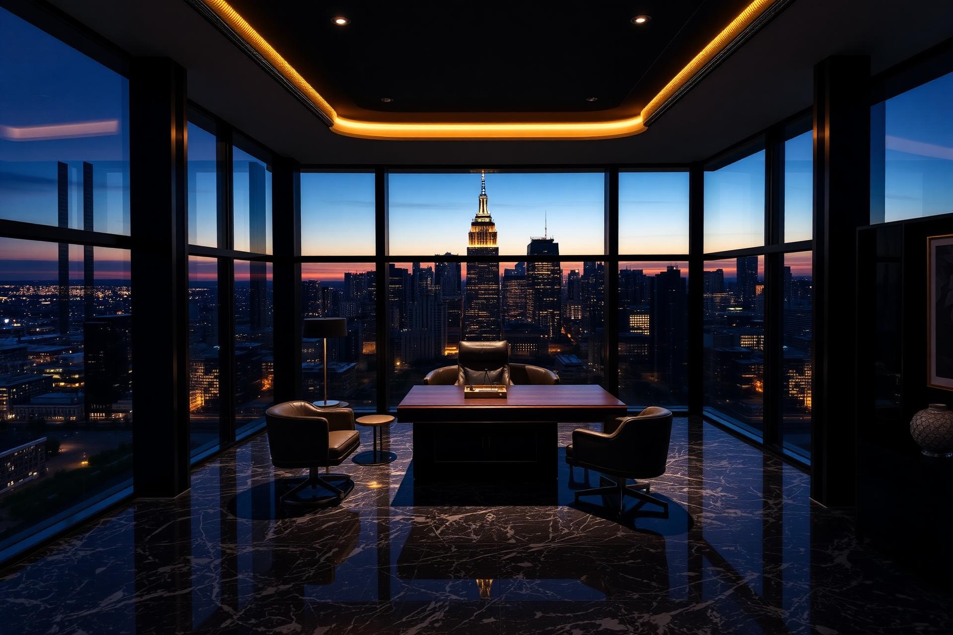 Sterling & Associates executive office overlooking the city skyline